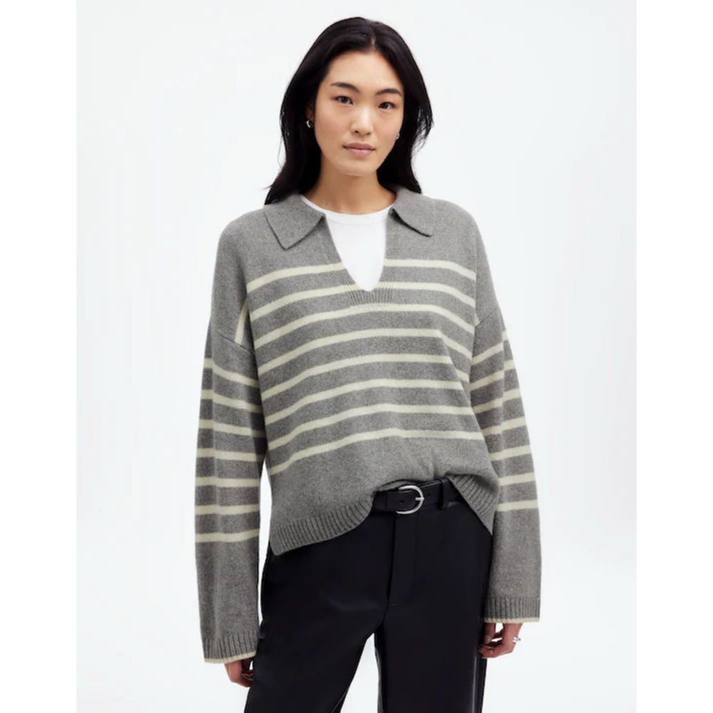 Madewell Cashmere-Wool Blend Polo Sweater - Size Medium
